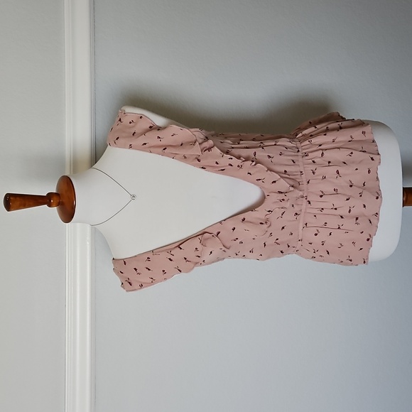 American Eagle Outfitters Tops - American Eagle Outfitters Floral Rose Deep V Tank Top Blouse Ruffles S NWOT Pink